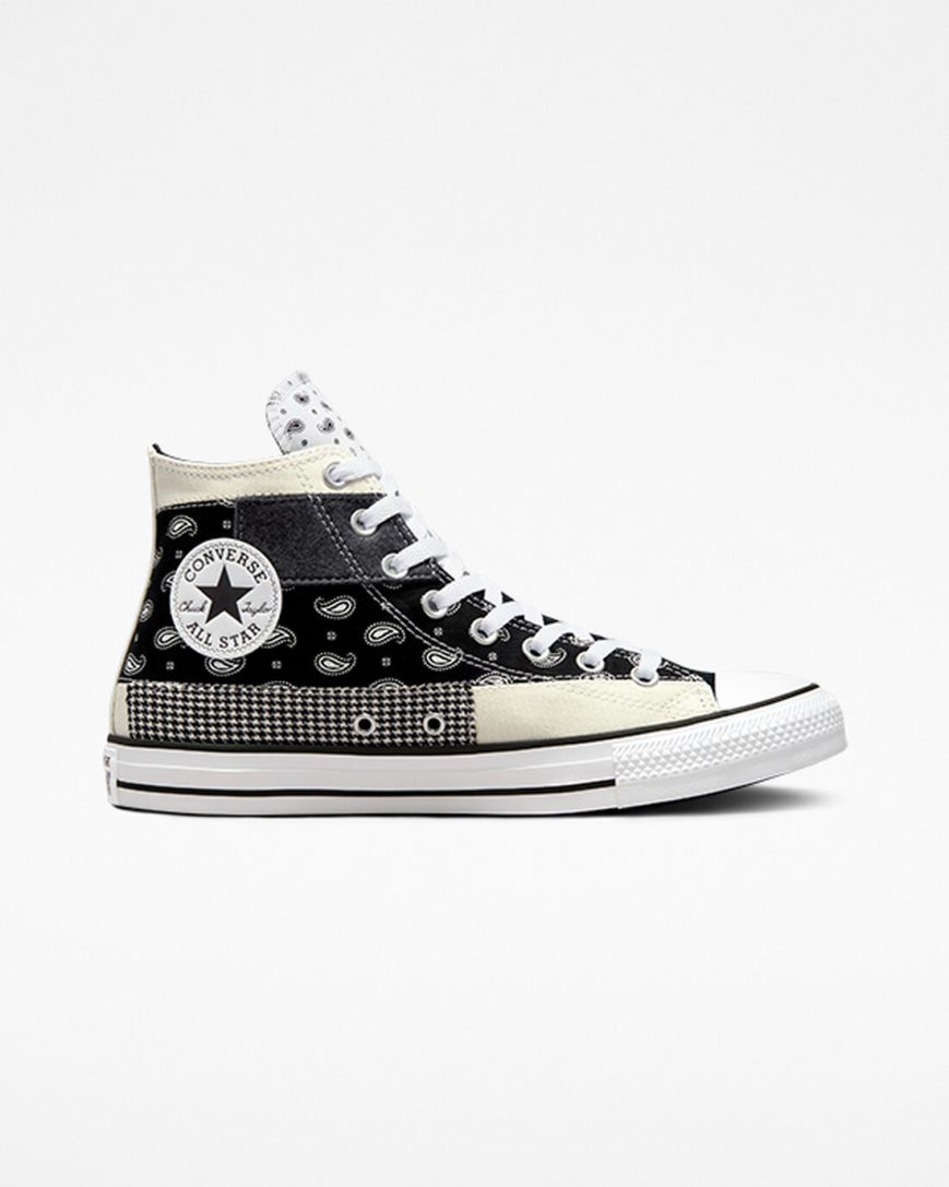 Dámské Boty Vysoké Converse Chuck Taylor All Star Hacked Patterns Béžový Černé Bílé | CZ MBVZ27